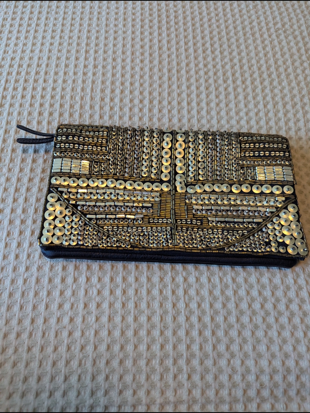 BCBGeneration Black Clutch with Gold Script